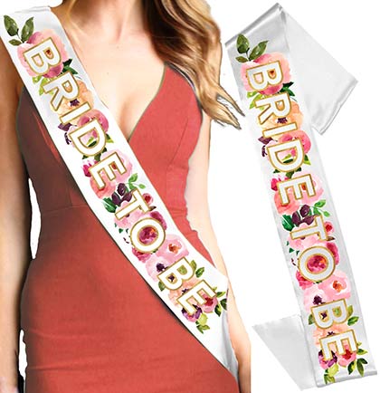 Watercolor Fall Floral Bride to Be Sash, Veil &amp; Bow - Set of 3