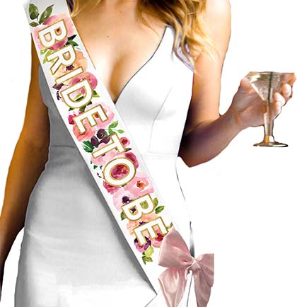 Watercolor Spring Floral Bride to Be Sash, Veil & Bow