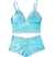 White Glam Bride Lace Scalloped Aqua Blue Lingerie Set