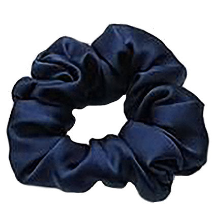 White &amp; Navy Satin Scrunchie - Set of 9