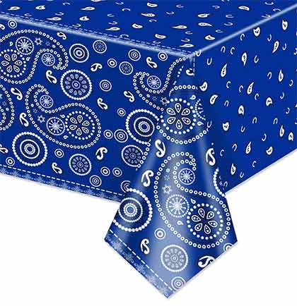 Western Bandana Print Table Cover &amp; Pennant Banners - Blue