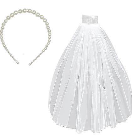 Pearl Headband &amp; Bachelorette Length Veil