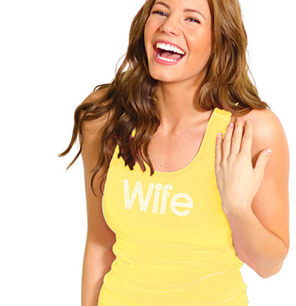 Wife Rhinestone Tank: Yellow