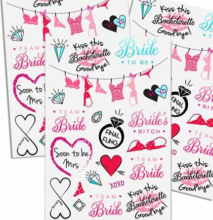 Bachelorette Party Tattoos Sheet
