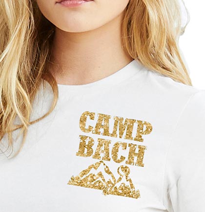 Gold Glitter Camp Bach Tshirt