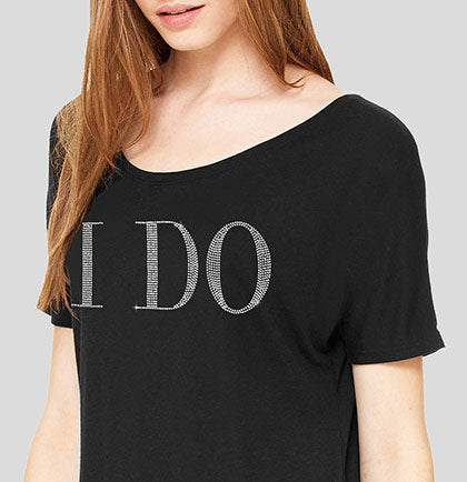 I Do rhinestone black tshirt