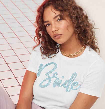 Bride Aqua Rhinestone Glam Tee