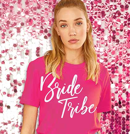 White Glam Bride Tribe Magenta Tshirt