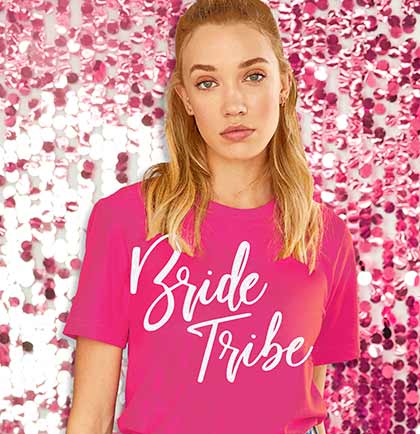 White Glam Bride Tribe Magenta Tee, Bachelorette Tshirt, Bridesmaid Gifts