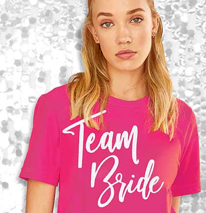 White Glam Team Bride Magenta Tshirt
