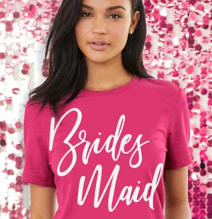 White Glam Bridesmaid Magenta Tshirt