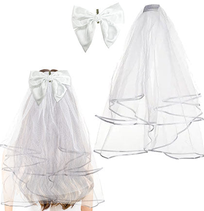 Perfect White Veil with White Bow | Bride Supplies  display picture 1