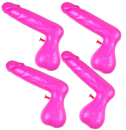 Hot Pink Pecker Water Gun 7" - Set of 4