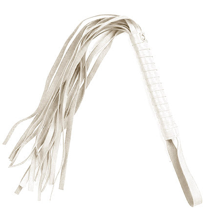 Bride's Last Rodeo panty set. Gold Same Cowboy Forever white lace thong and faux leather white whip. 