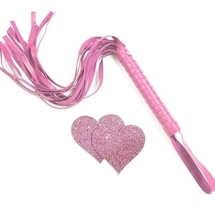Light Pink Heart Shaped Glitter Pasties & Whip Set
