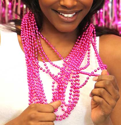 Hot Pink Metallic Bead Necklaces, Bachelorette Party Supplies