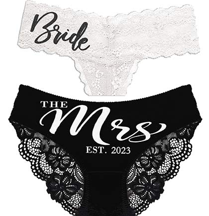 Glam Bride & The Mrs. White & Black Panty Set 2pc