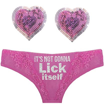 Silver Lick Itself Inset Orchid Pink Thong with Sequin Pasties