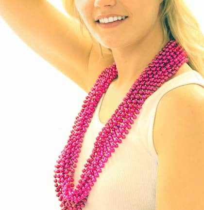 Hot Pink Metallic Beads - 12pc