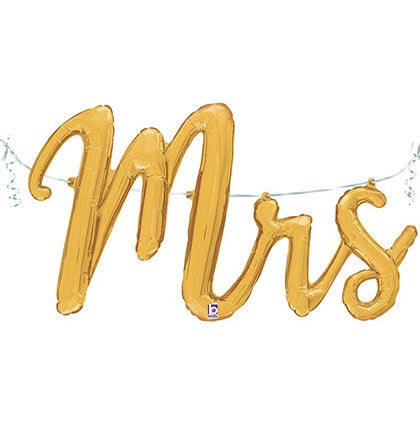 Mrs Script Gold Mylar Balloon