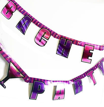 Pink &amp; Purple Bachelorette Party Metallic Banner 8ft