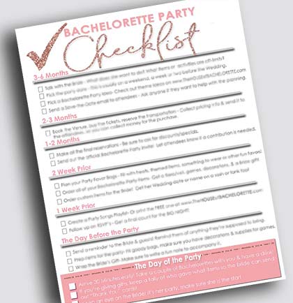 Bachelorette Party Checklist Download