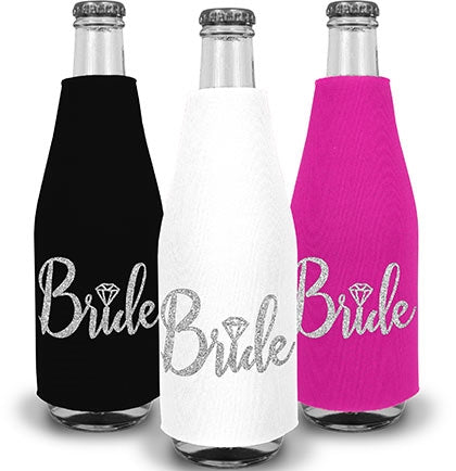 Bride Diamond Silver Glitter Bottle Cooler
