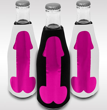 Hot Pink Foil Pecker Bottle Cooler