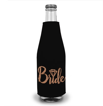 Bride Diamond Rose Gold Glitter Bottle Cooler