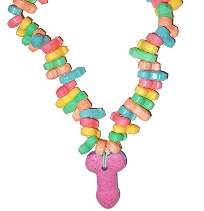 Rainbow Pastel penis shaped candy necklace