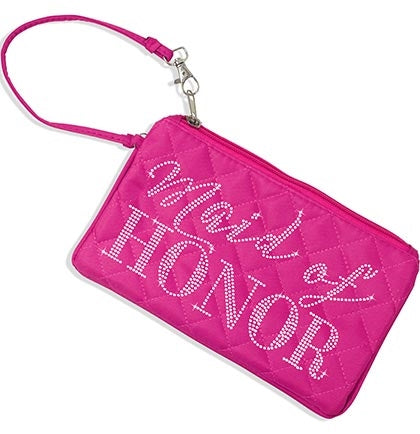 Maid of Honor Pink Quilted Zipper Pouch