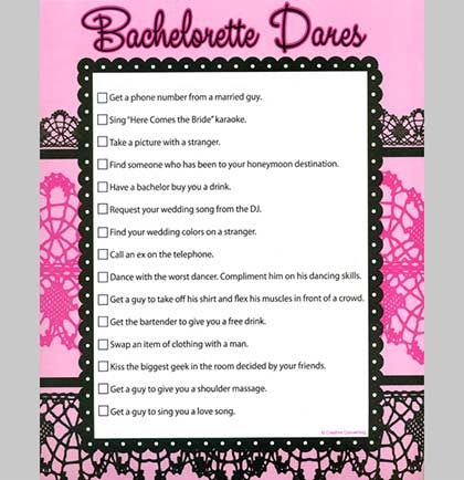 Bachelorette Dares Sheet & Hottie Hunt Stickers - Set of 4