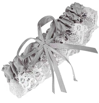 Silver Satin & Lace Garter