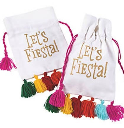 This fun Let's Fiesta drawstring canvas bag is the perfect gift bag for a Final Fiesta Bachelorette Party! The 6.5" canvas drawstring bag is the perfect size to include some goodies and give them out to everyone at your party. 