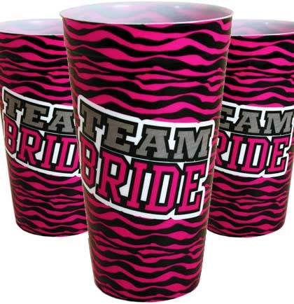 Team Bride Pink Zebra Party Cup - Set of 6