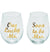 Celebrate your upcoming marriage with these perfect stemless wine glasses! The pair of glasses say "One Lucky Mr." and "Soon To Be Mrs." in a metallic gold foil. They are perfect as a engagement gift or favor for wine lovers. 
