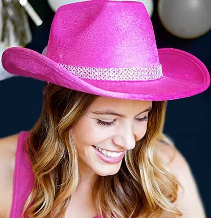 Magenta Western Bling Hat w/Veil