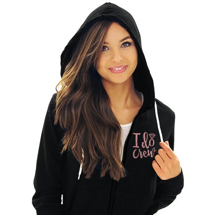 Front I Do Crew Rose Gold Lightweight Black Hoodie