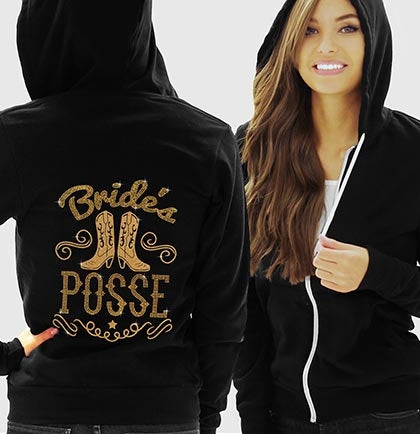 Bride's Posse Gold Fleece Hoodie: Black - Medium •