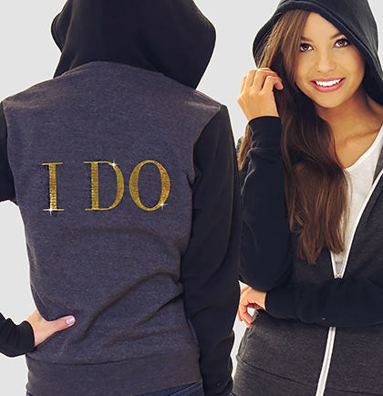 I Do Modern Fleece Hoodie: Charcoal &amp; Black - XS