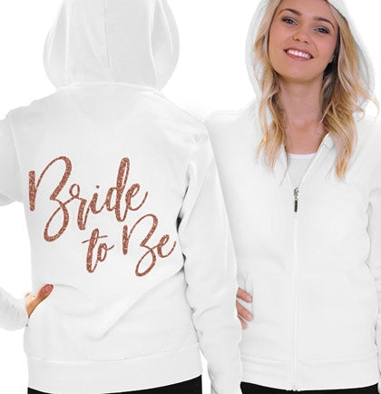 Glam Bride To Be Rose Gold Lightweight White Hoodie