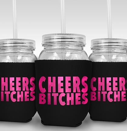 Cheers Bitches Sipping Jar - Black