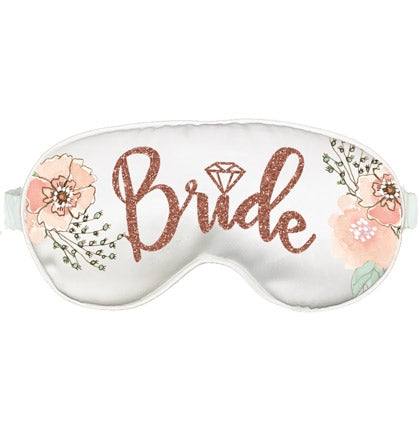 Rose Gold Glitter Bride Diamond Sleep White Floral Mask