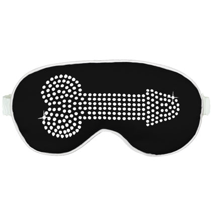 Rhinestone Pecker Black with White Sleep Mask