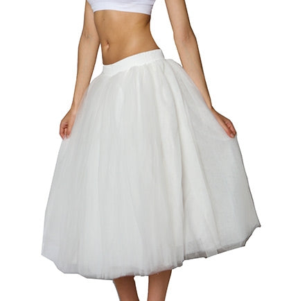 This bridal skirt is a perfect item for the bachelorette to wear for a fun night out! The 28" long bride to be skirt has four layers of white sheer mesh, and an elastic waistband for a comfortable fit. 