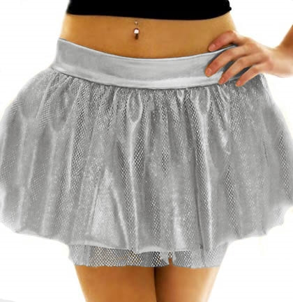 This 11&quot; long metallic Silver tutu is a fun and funky item for bachelorettes to wear out for a night on the town! The tutu has two solid metallic layers and an overlay of silver mesh. 