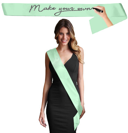 Blank Mint Satin Premium Sash - Set of 3 Blank Mint Satin Premium Sash - Set of 3