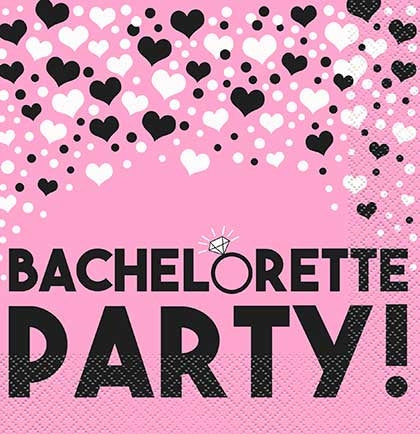 Pink Bachelorette Party Hearts Luncheon Napkins