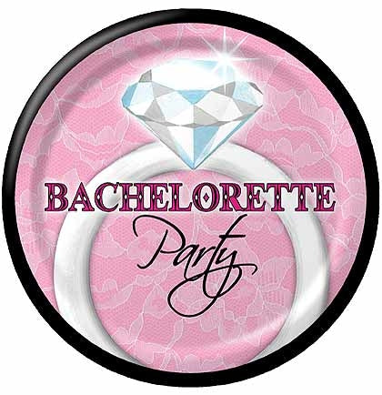 These adorable dessert plates will add flair to your bachelorette party! The blingin' ring and pretty pink color brighten up any snack table.