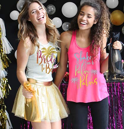 Ombre Bride to Be Palm Tree Flowy Sheer White Racerback Tank